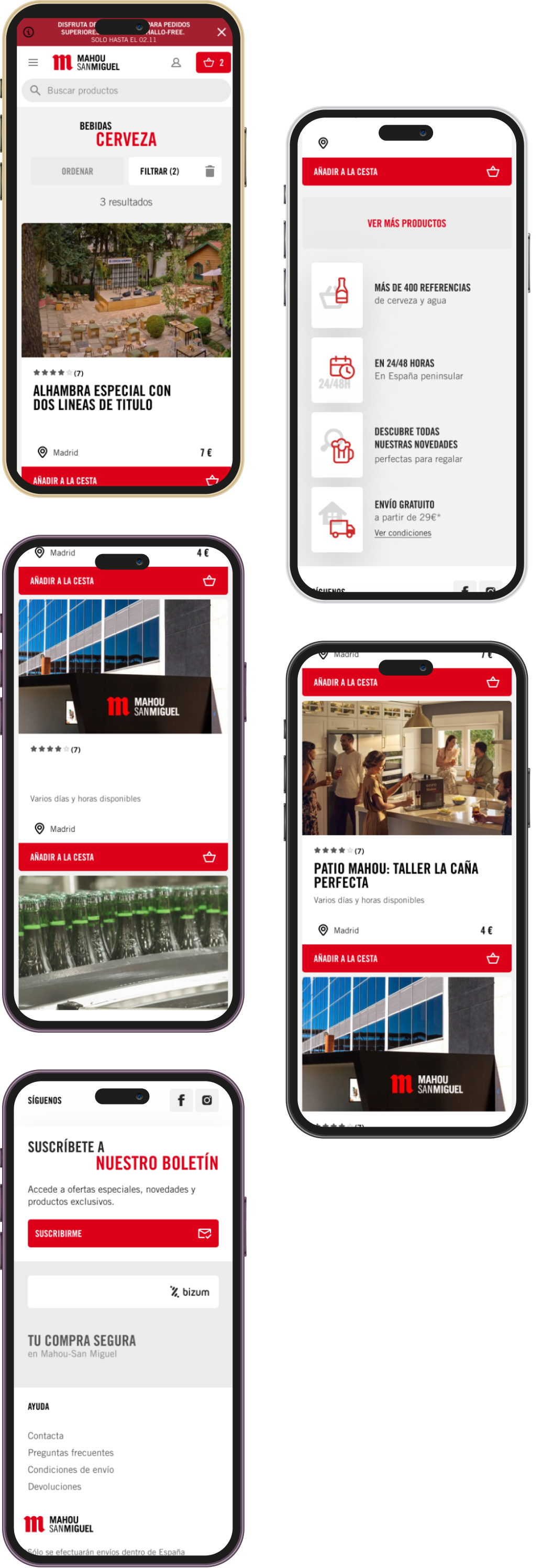 PLP Experiencias: versión mobile